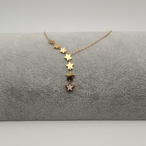 Gold Star Cascade Necklace – 18K Gold Plated Stainless Steel, Zircon Details